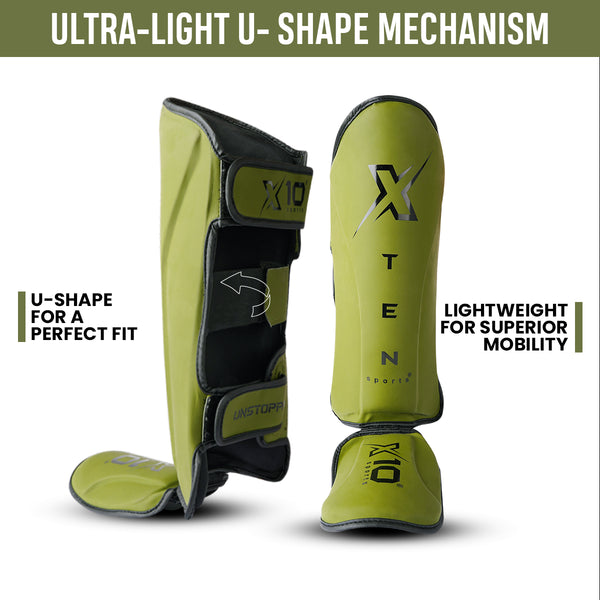 XTEN SPORTS Shin Guards Muay Thai, MMA, Gel Integrated Padding, Training Sparring, Boxing, Kickboxing, BJJ, Taekwondo Protective Gear, Matte Black, XL main image 1