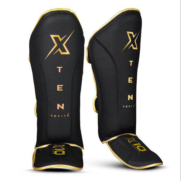 XTEN SPORTS Shin Guards Muay Thai, MMA, Gel Integrated Padding, Training Sparring, Boxing, Kickboxing, BJJ, Taekwondo Protective Gear, Matte Black, XL main image 0